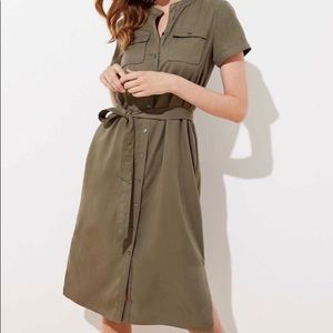 LOFT olive mid-length utility dress